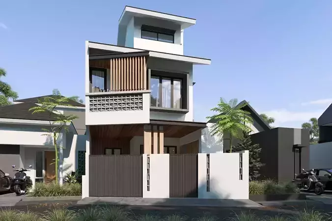Exterior 3 floor House design rendering 