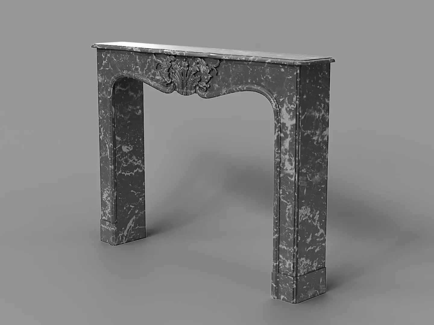 Decorative dark marble mantelpiece 3D Model 3D model_0