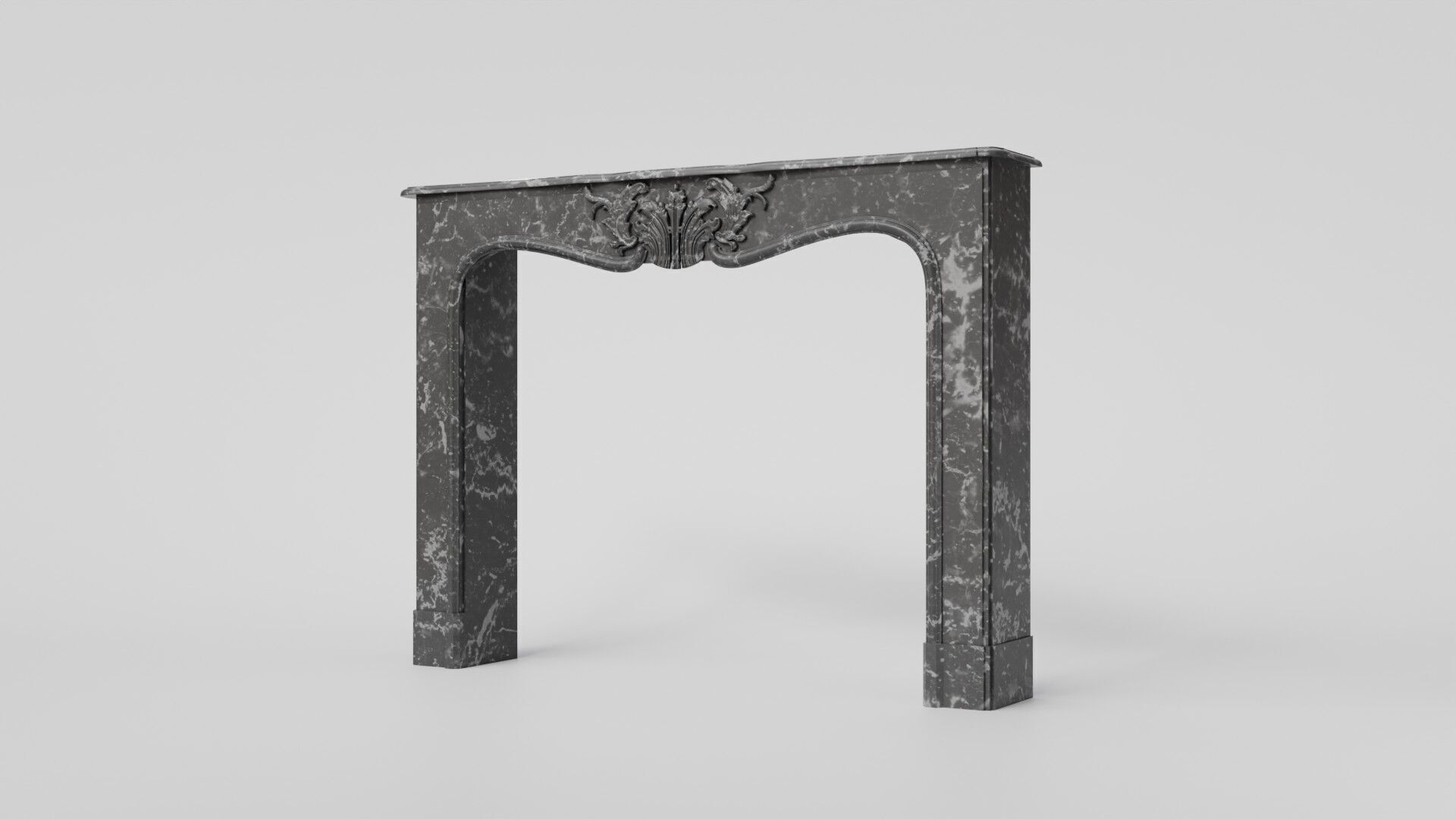 Decorative dark marble mantelpiece 3D Model 3D model_3