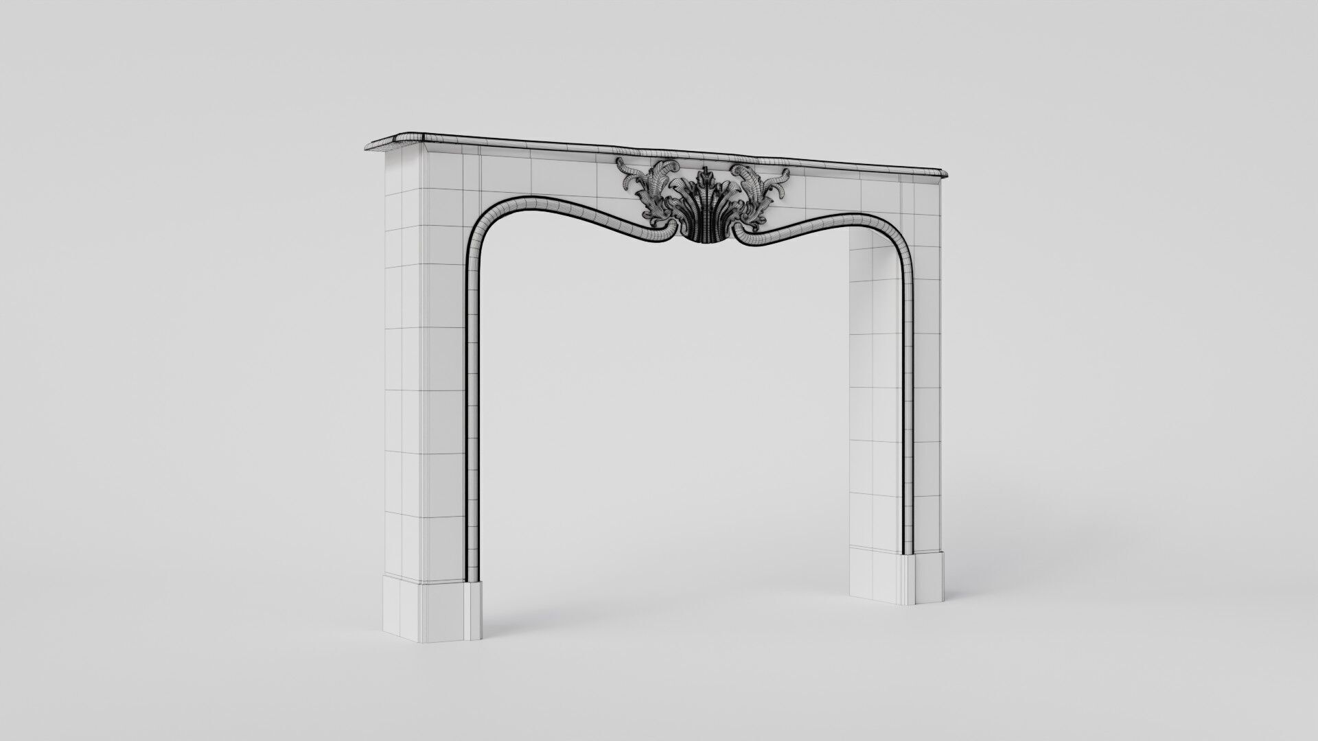 Decorative dark marble mantelpiece 3D Model 3D model_14