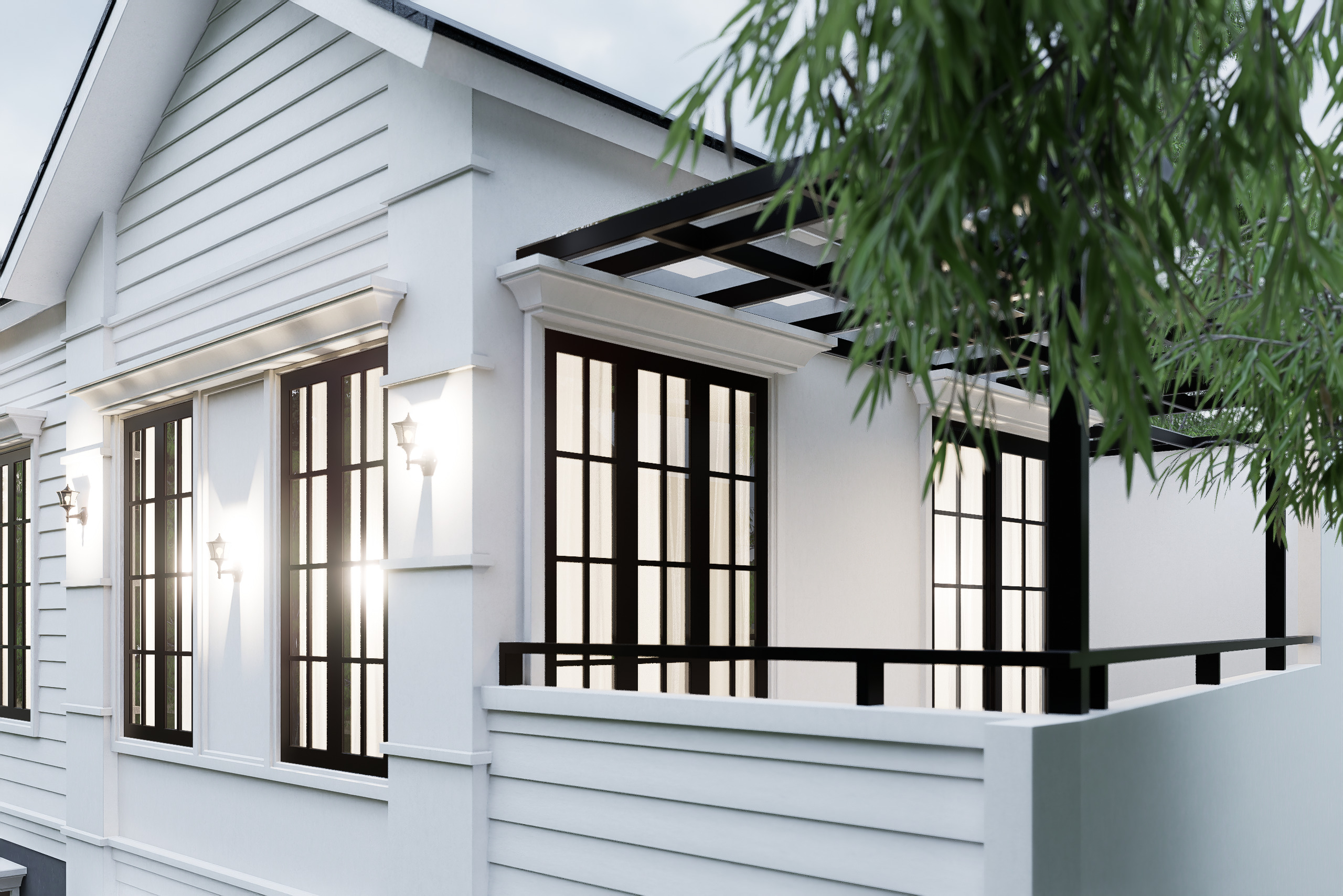 Exterior 2 floor House design rendering  3D model_2