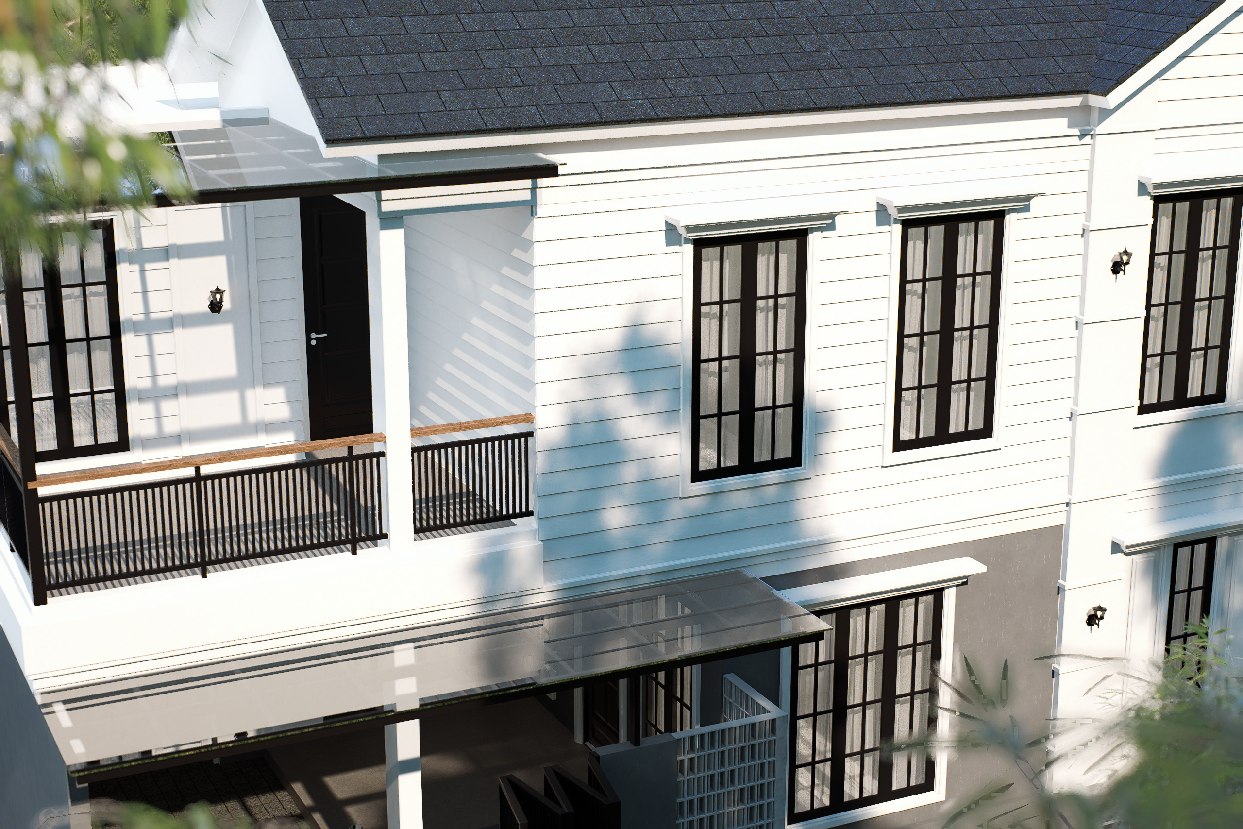 Exterior 2 floor House design rendering  3D model_1