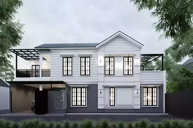 Exterior 2 floor House design rendering 