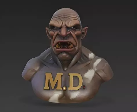 Grotesque Mutant Bust Free 3D print model_0