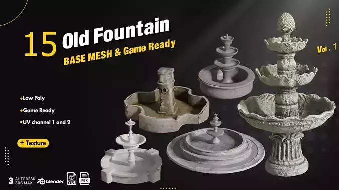 15 Old Fountain Vol1 Low-poly 3D model