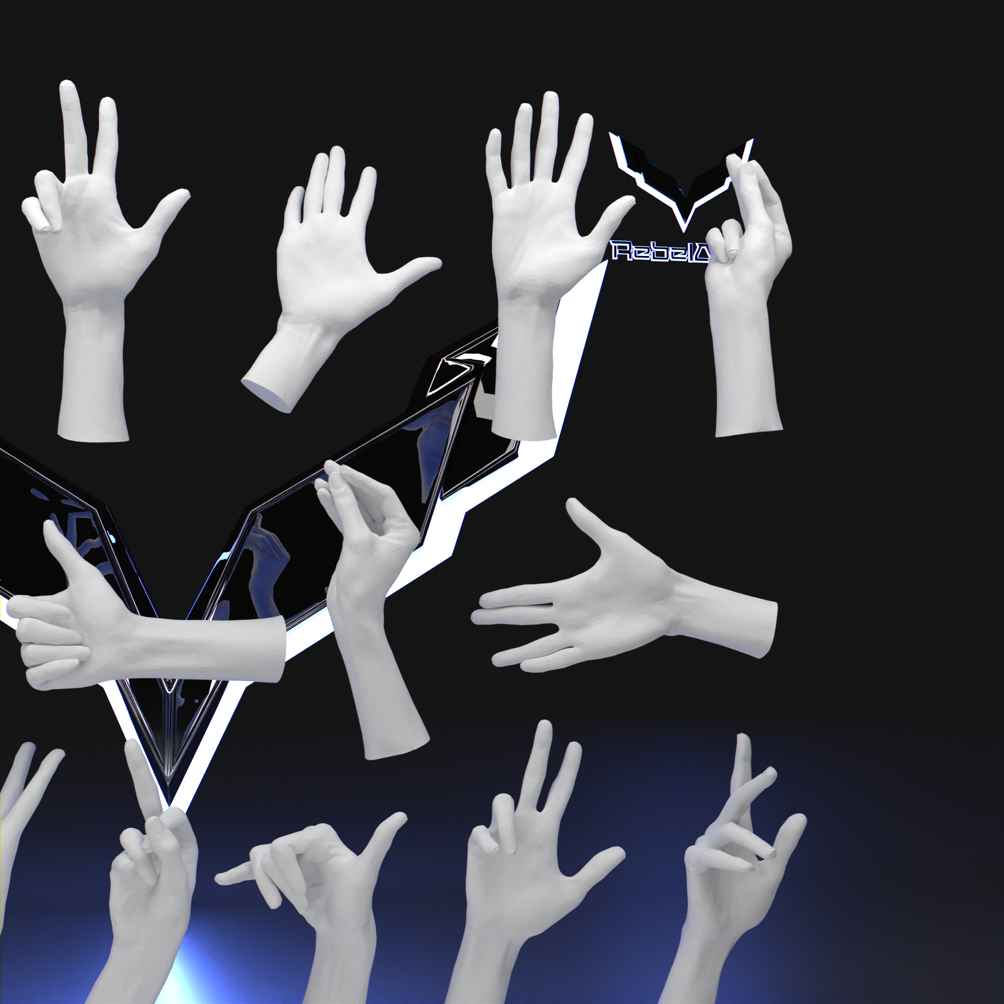 23 Female Hand Poses  High Detail 3D Printable STL Pack 3D print model_1