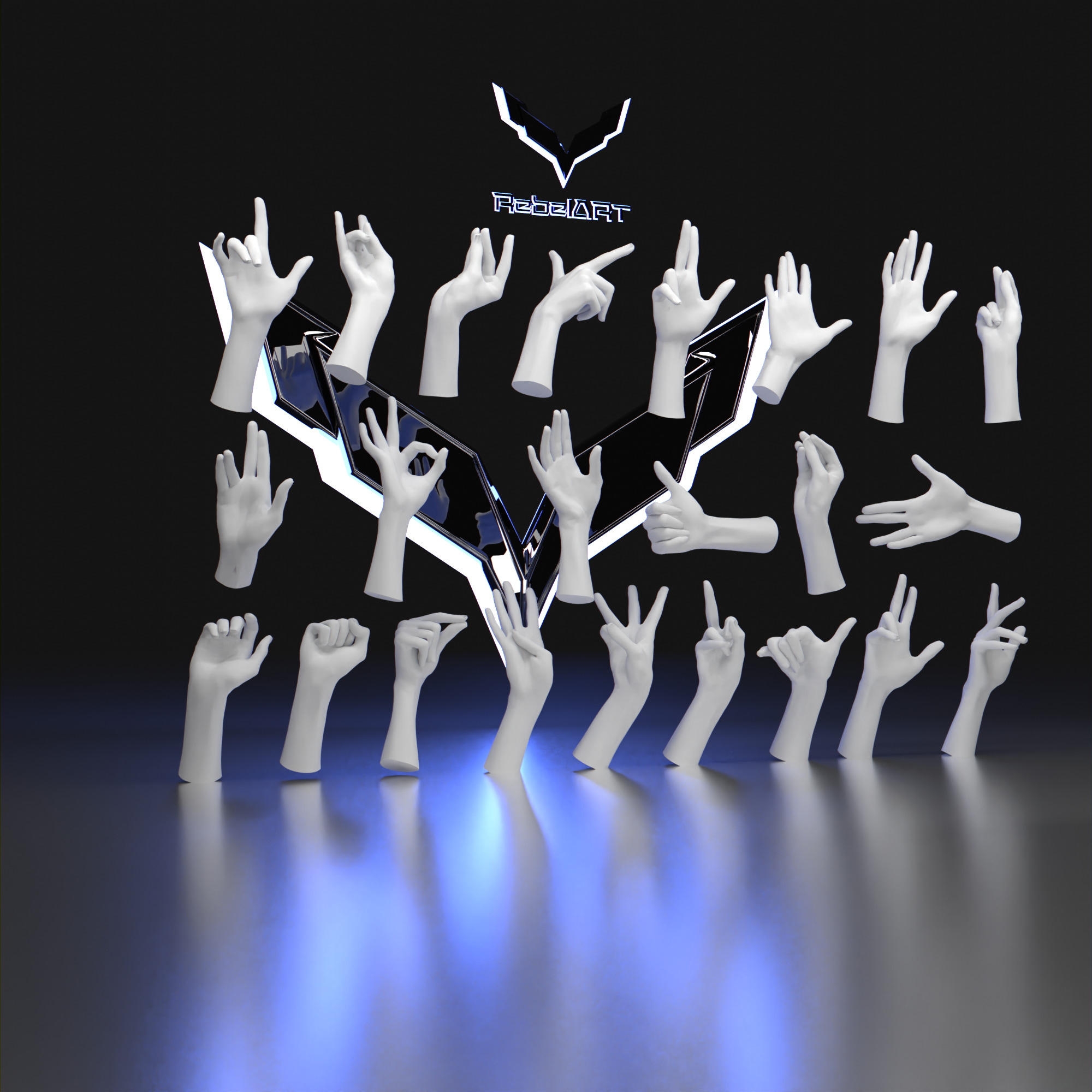 23 Female Hand Poses  High Detail 3D Printable STL Pack 3D print model_4