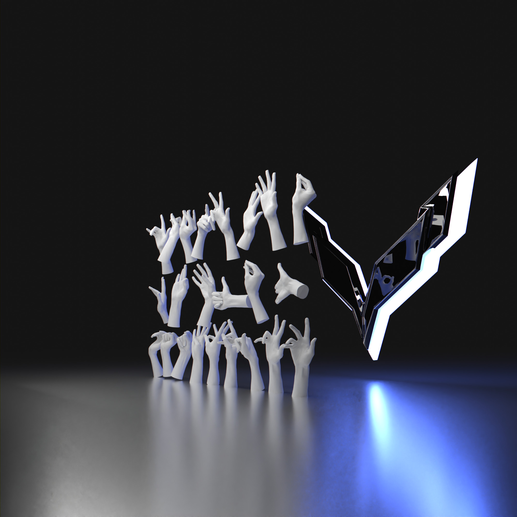 23 Female Hand Poses  High Detail 3D Printable STL Pack 3D print model_2