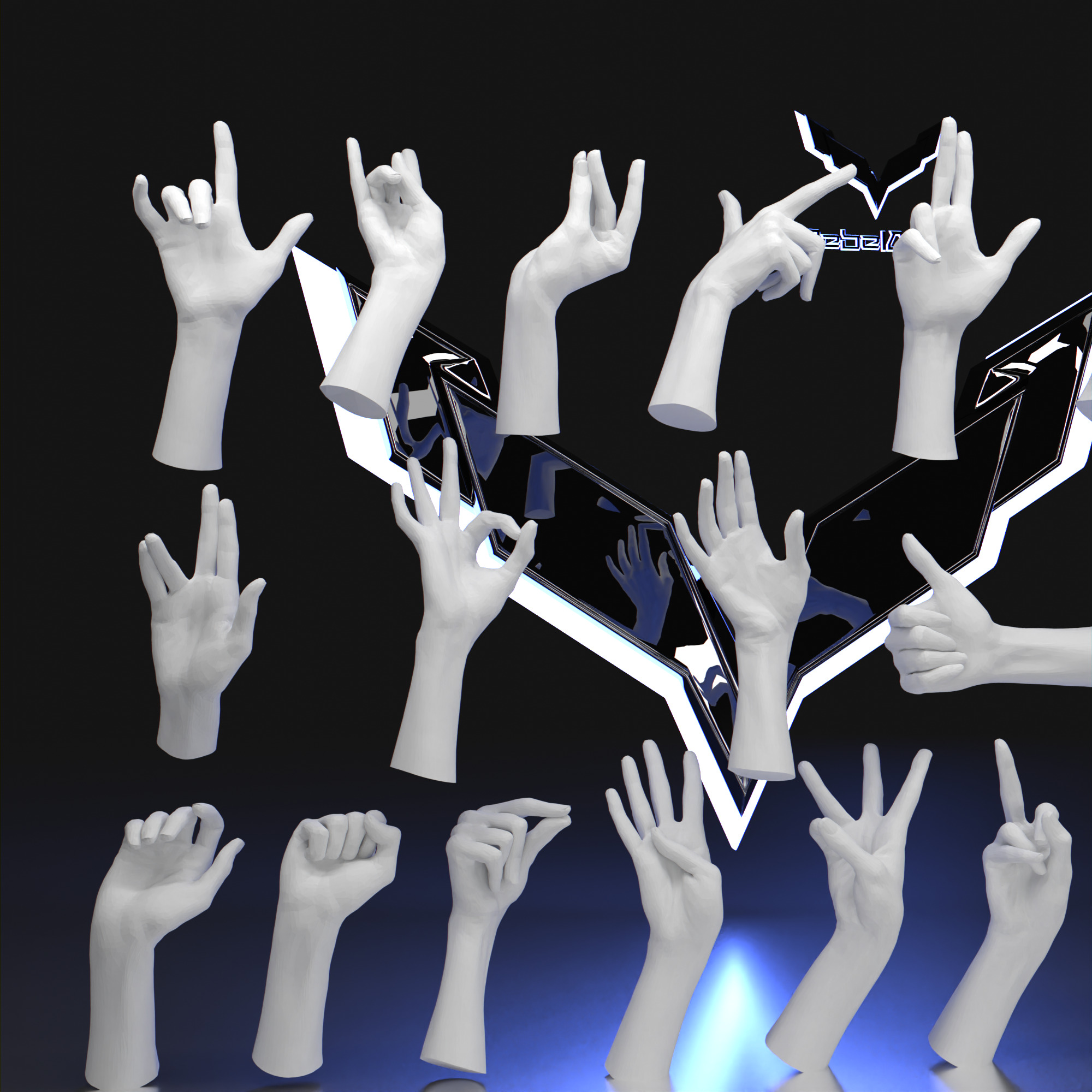 23 Female Hand Poses  High Detail 3D Printable STL Pack 3D print model_5
