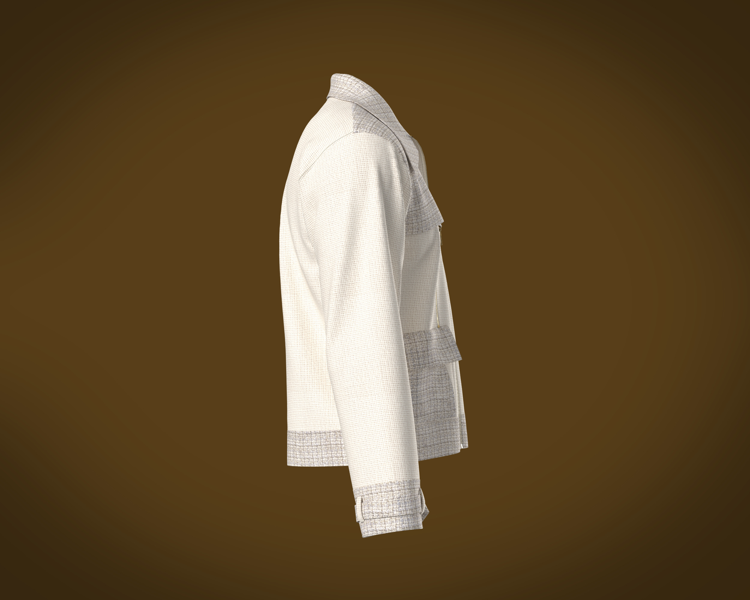 Mens texture fabric jacket with zipper detailing and yoke 3D model_2