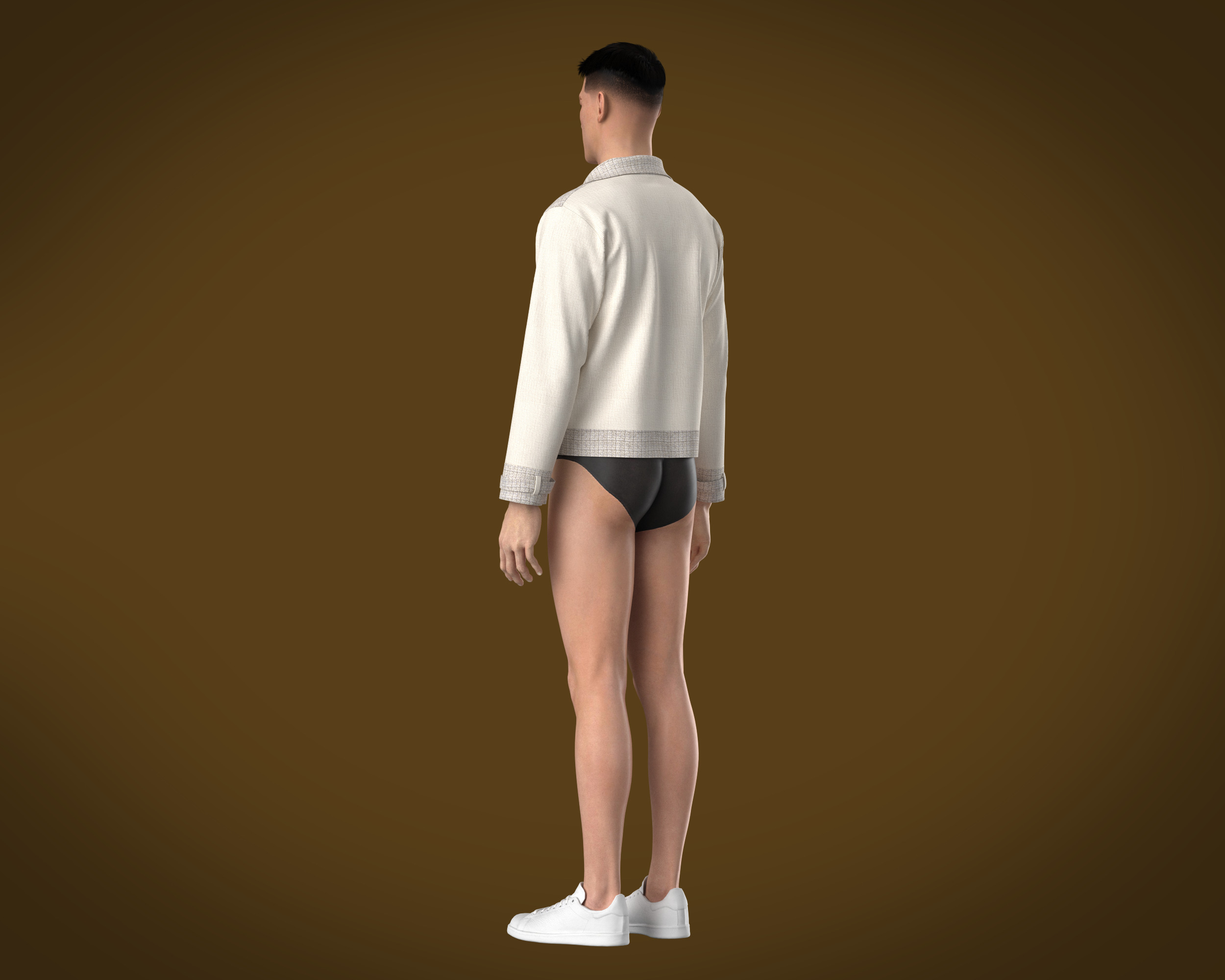 Mens texture fabric jacket with zipper detailing and yoke 3D model_13