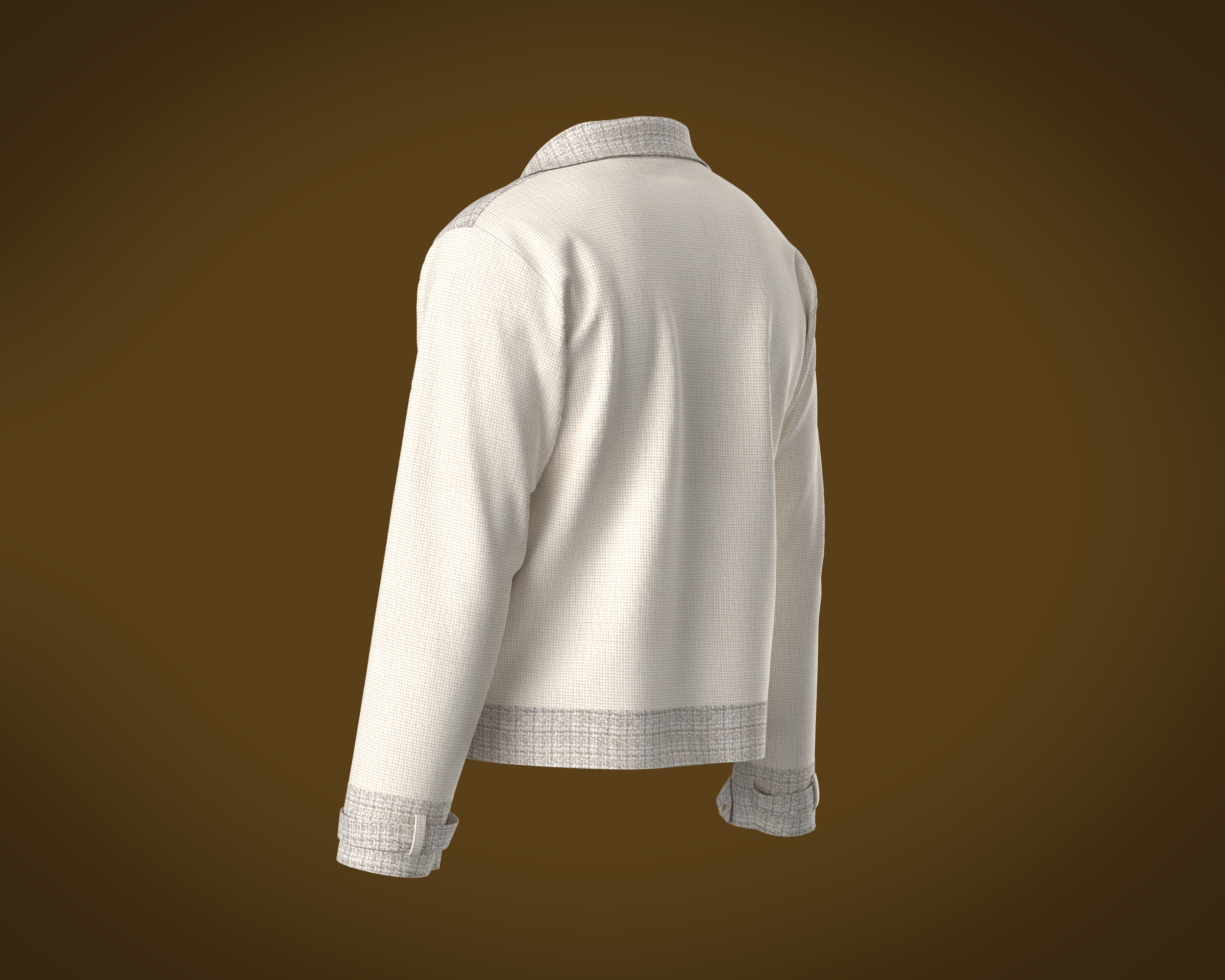 Mens texture fabric jacket with zipper detailing and yoke 3D model_5