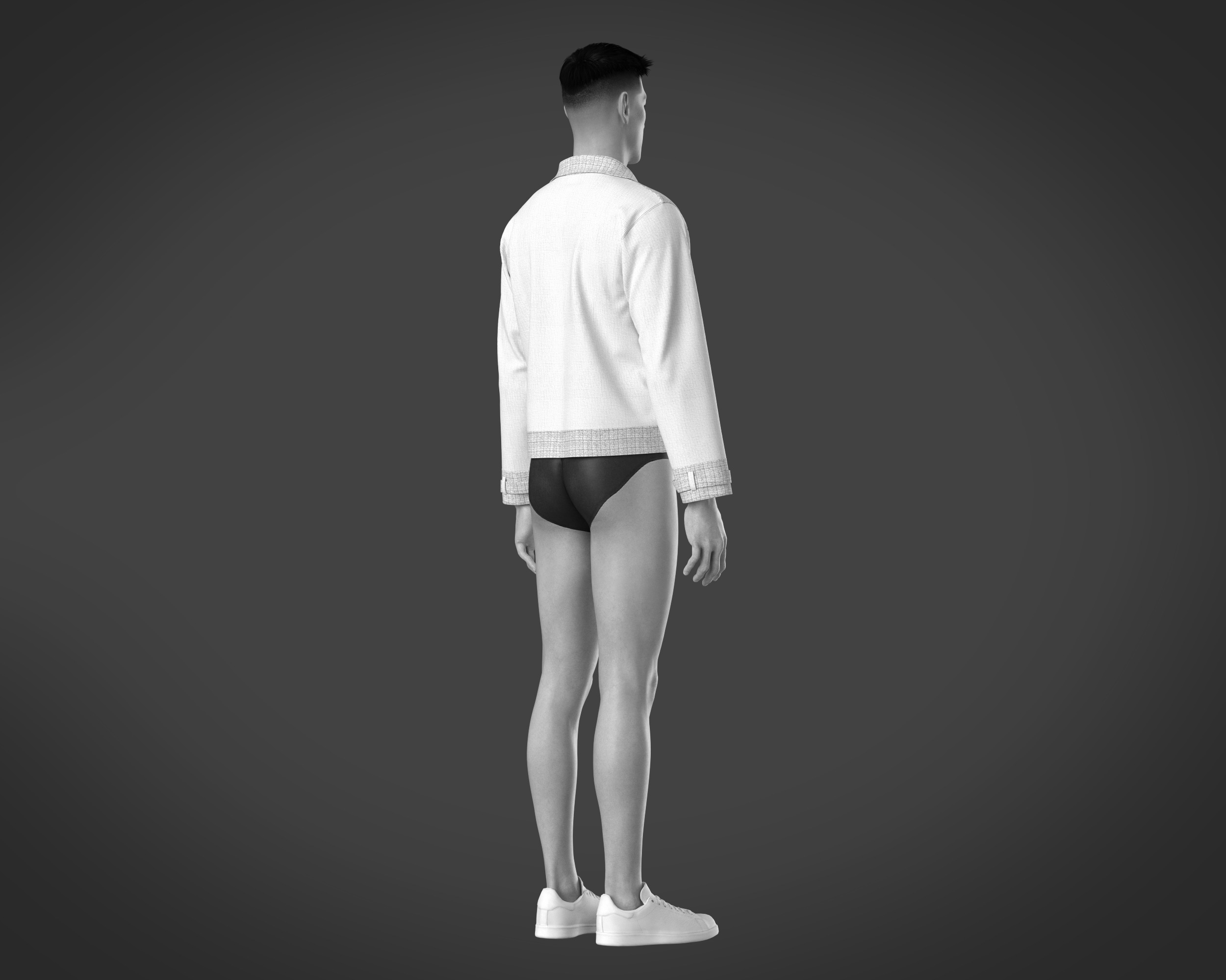 Mens texture fabric jacket with zipper detailing and yoke 3D model_11