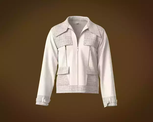 Mens texture fabric jacket with zipper detailing and yoke