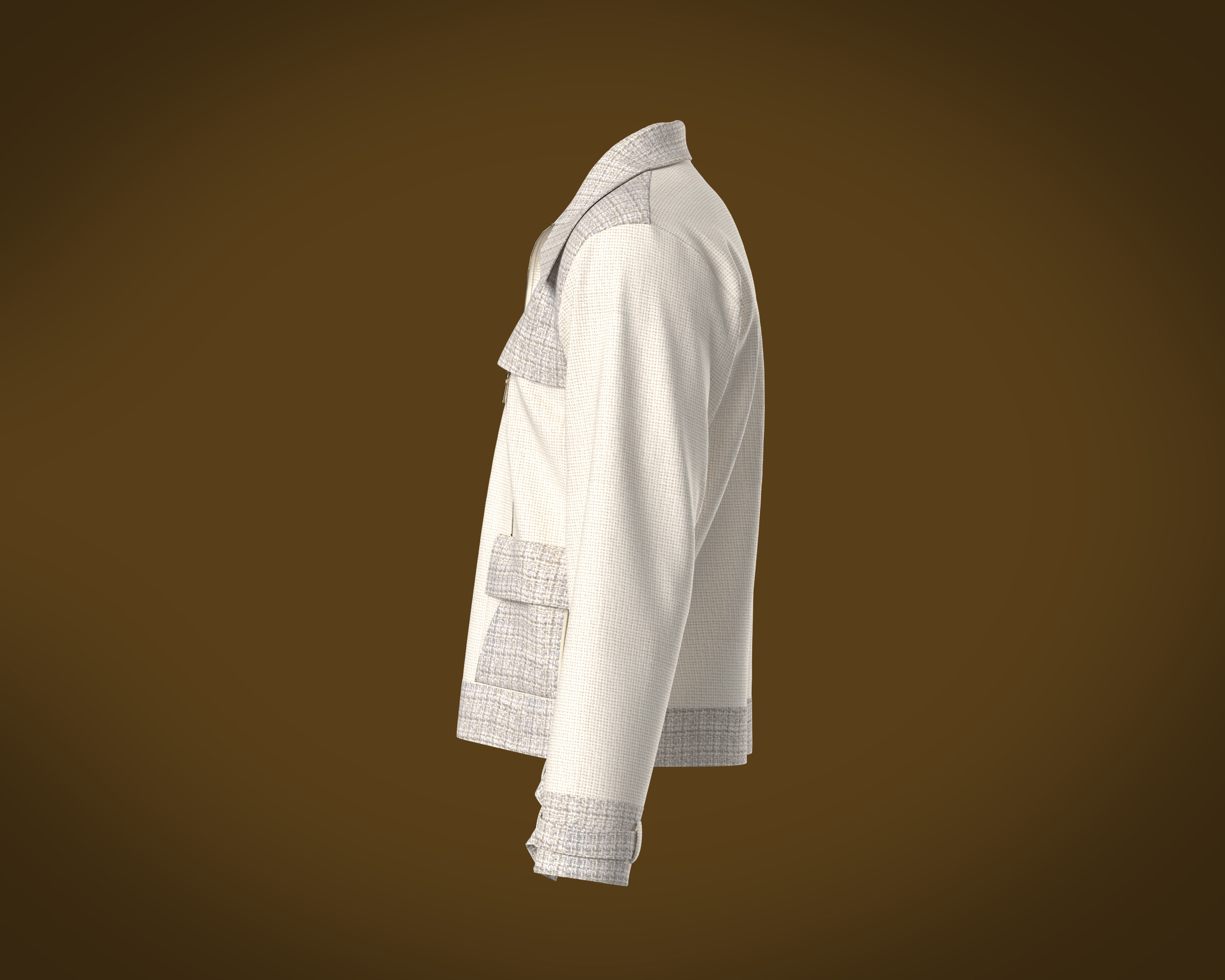 Mens texture fabric jacket with zipper detailing and yoke 3D model_6