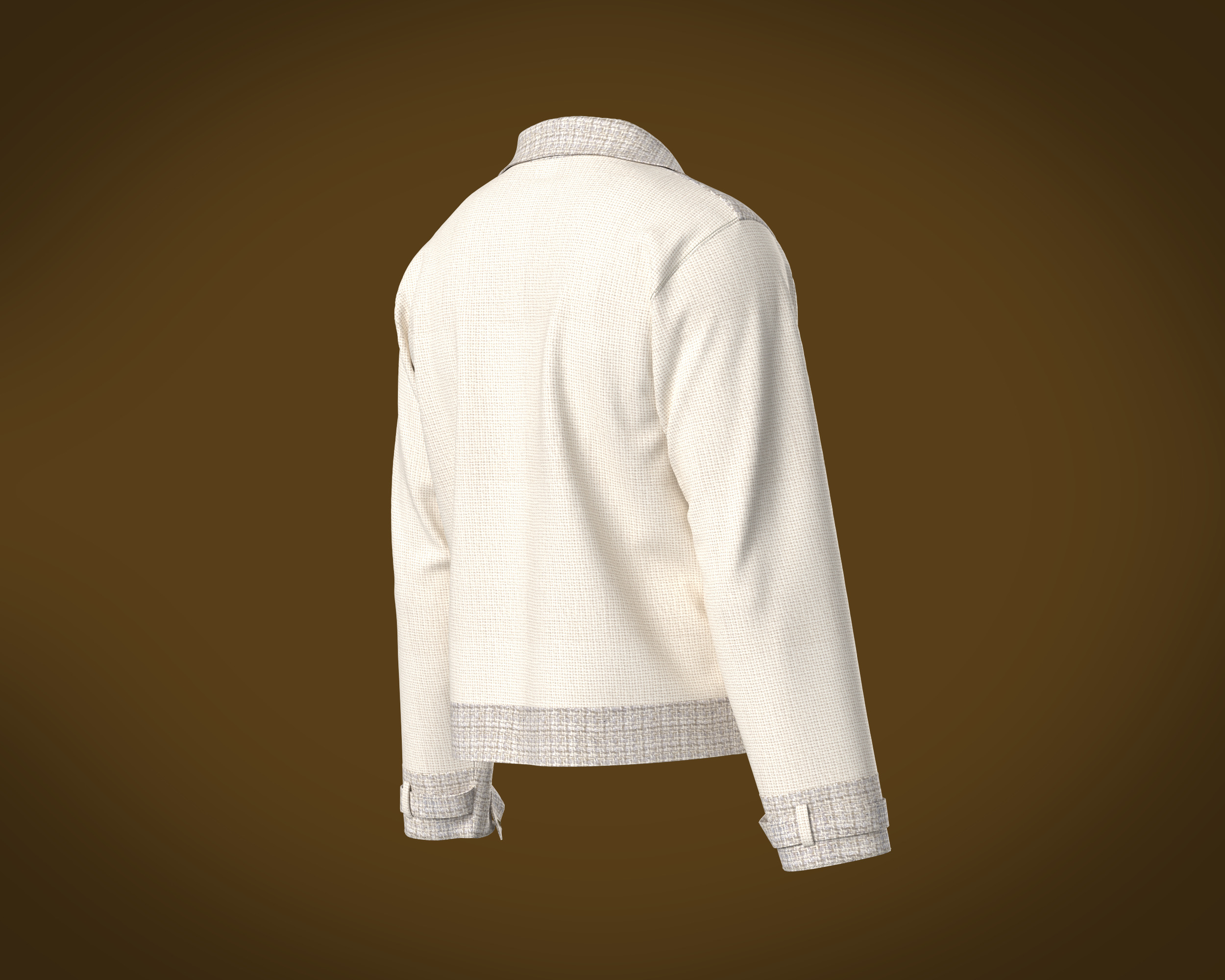 Mens texture fabric jacket with zipper detailing and yoke 3D model_3