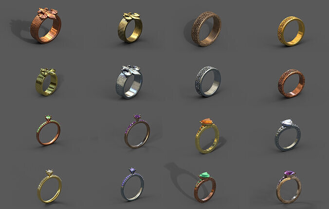 High-Quality 3D Ring Model Pack 16 Low-poly 3D model