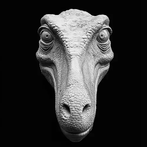 Front-Facing Dinosaur Head Relief Sculpture 3D print model