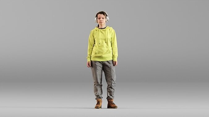 001619 Teenager in Headphones and Hoodie 3D model
