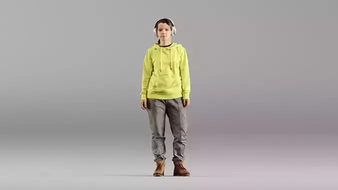 001619 Teenager in Headphones and Hoodie