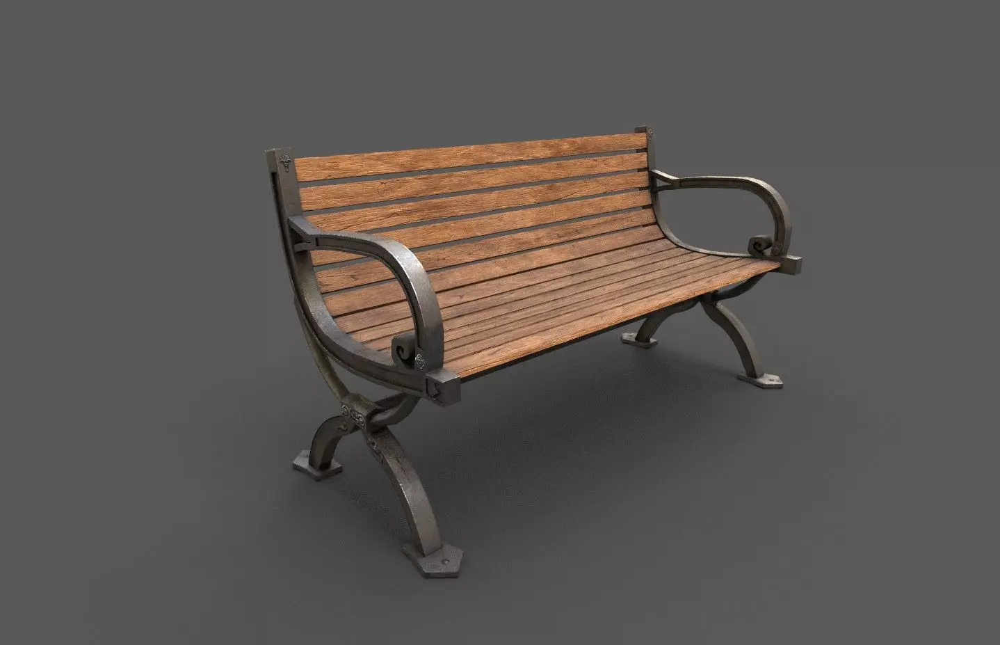 Old Street Bench Low-poly 3D model
