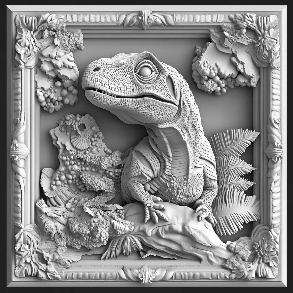 Regal Velociraptor - Detailed Prehistoric Relief Portrait 3D print model_0