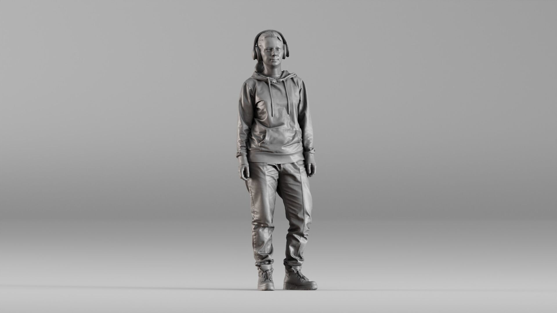 001619 Teenager in Headphones and Hoodie 3dp 3D print model_1