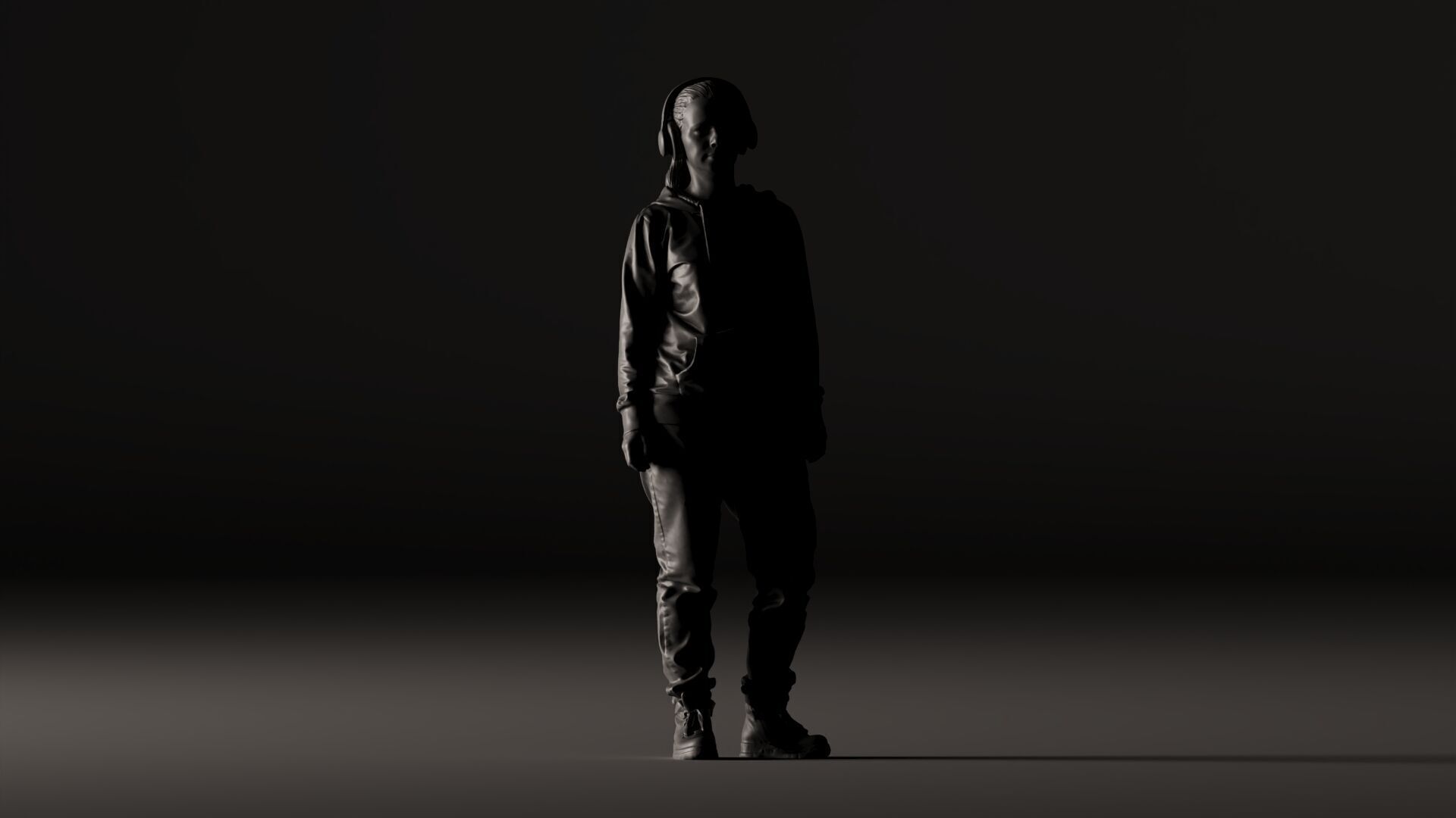 001619 Teenager in Headphones and Hoodie 3dp 3D print model_8