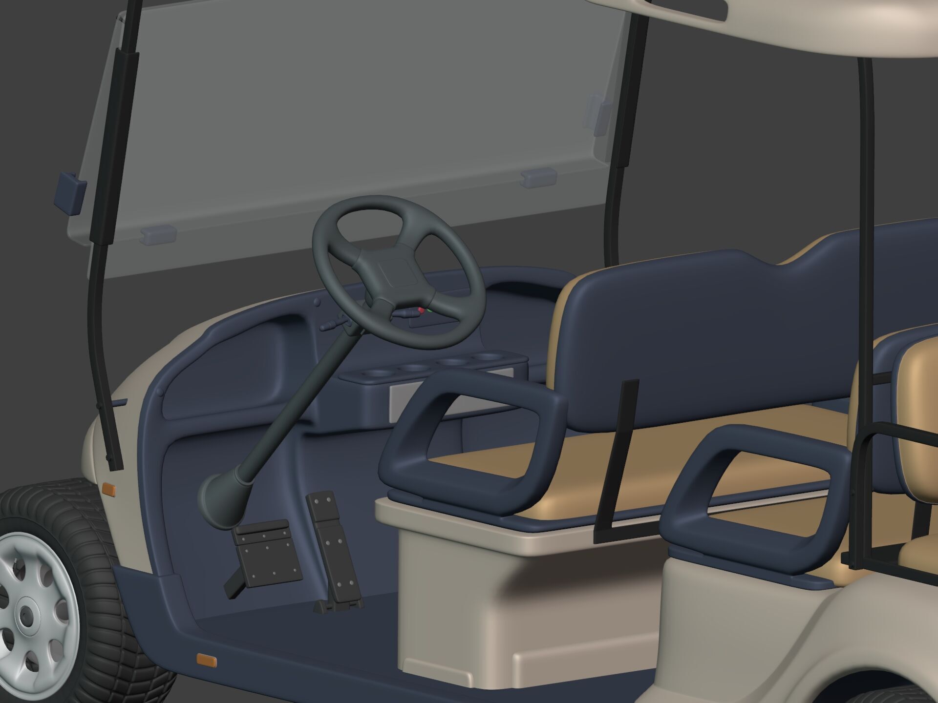 Generic Golf Cart - Electric Sport Vehicle - Club Car -- Blender 3D model_11