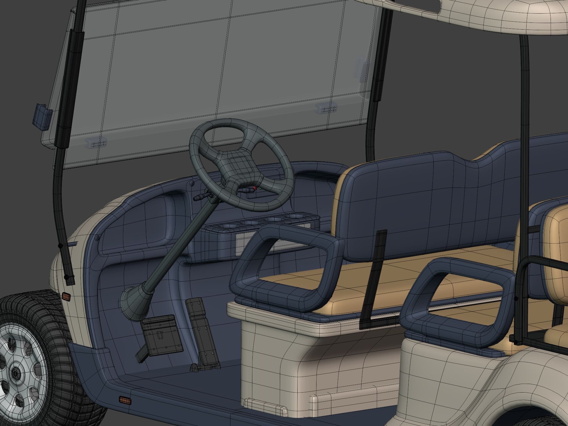 Generic Golf Cart - Electric Sport Vehicle - Club Car -- Blender 3D model_12