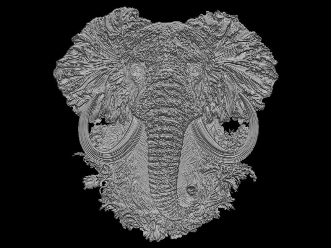 Majestic Mammoth - Ornate Elephant Relief Sculpture 3D print model_1