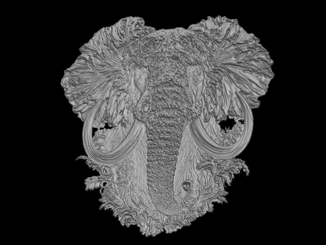 Majestic Mammoth - Ornate Elephant Relief Sculpture 3D print model_2