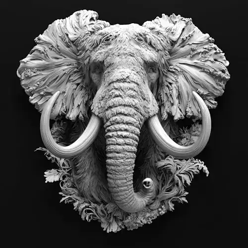 Majestic Mammoth - Ornate Elephant Relief Sculpture