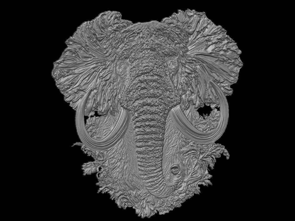 Majestic Mammoth - Ornate Elephant Relief Sculpture 3D print model_3
