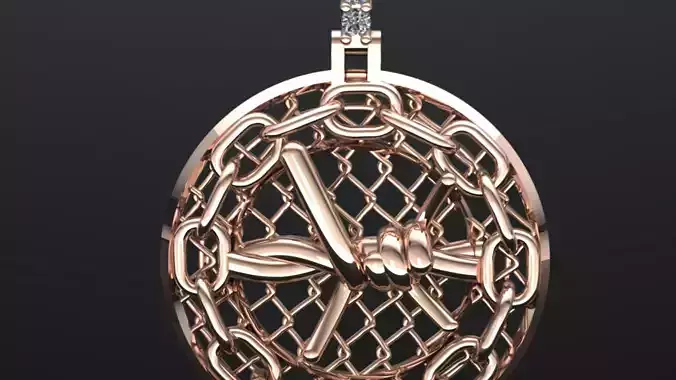 Barbed Wire chain bezel Pendant  3D print model