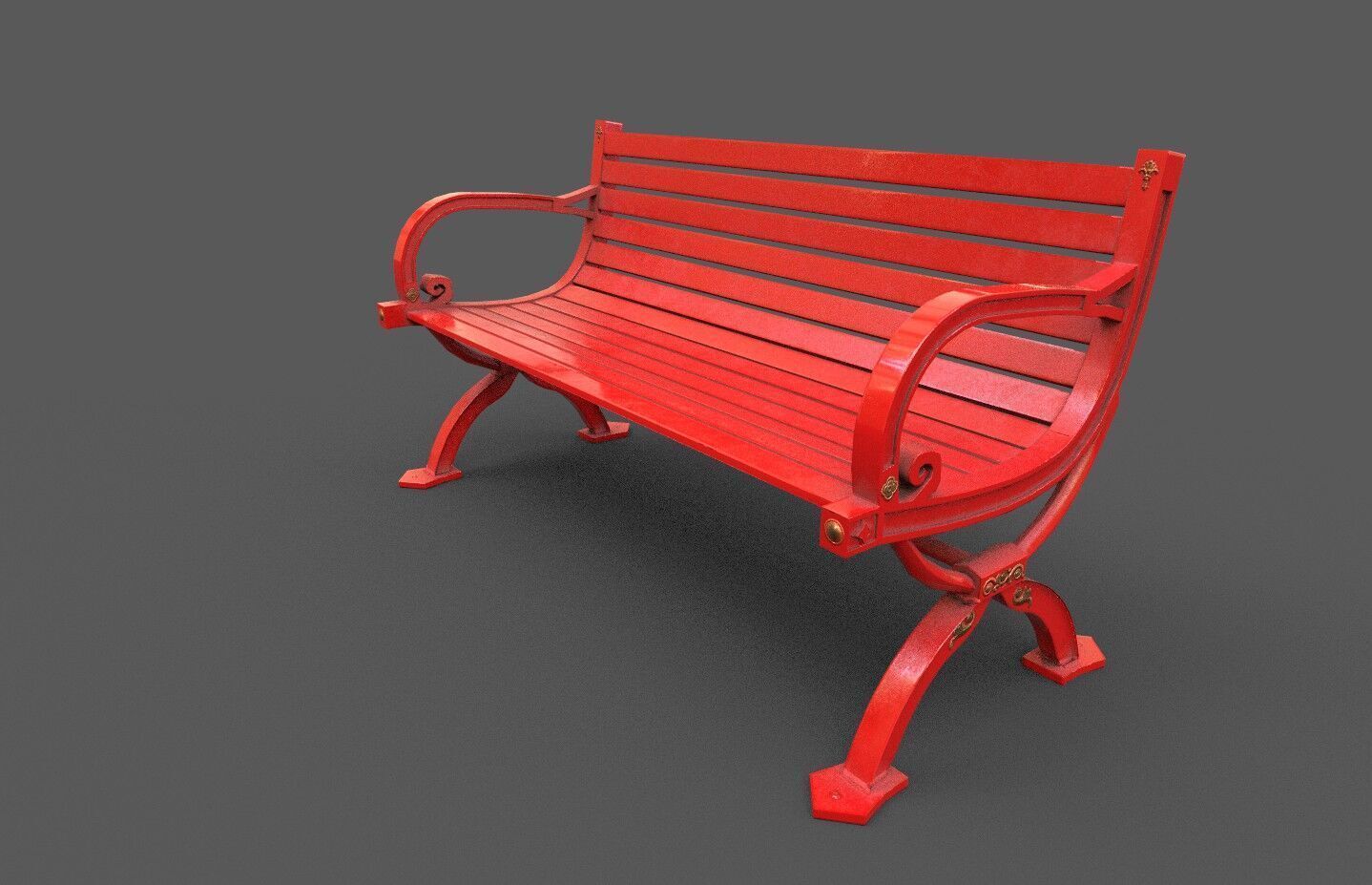Street Bench Low-poly 3D model_2