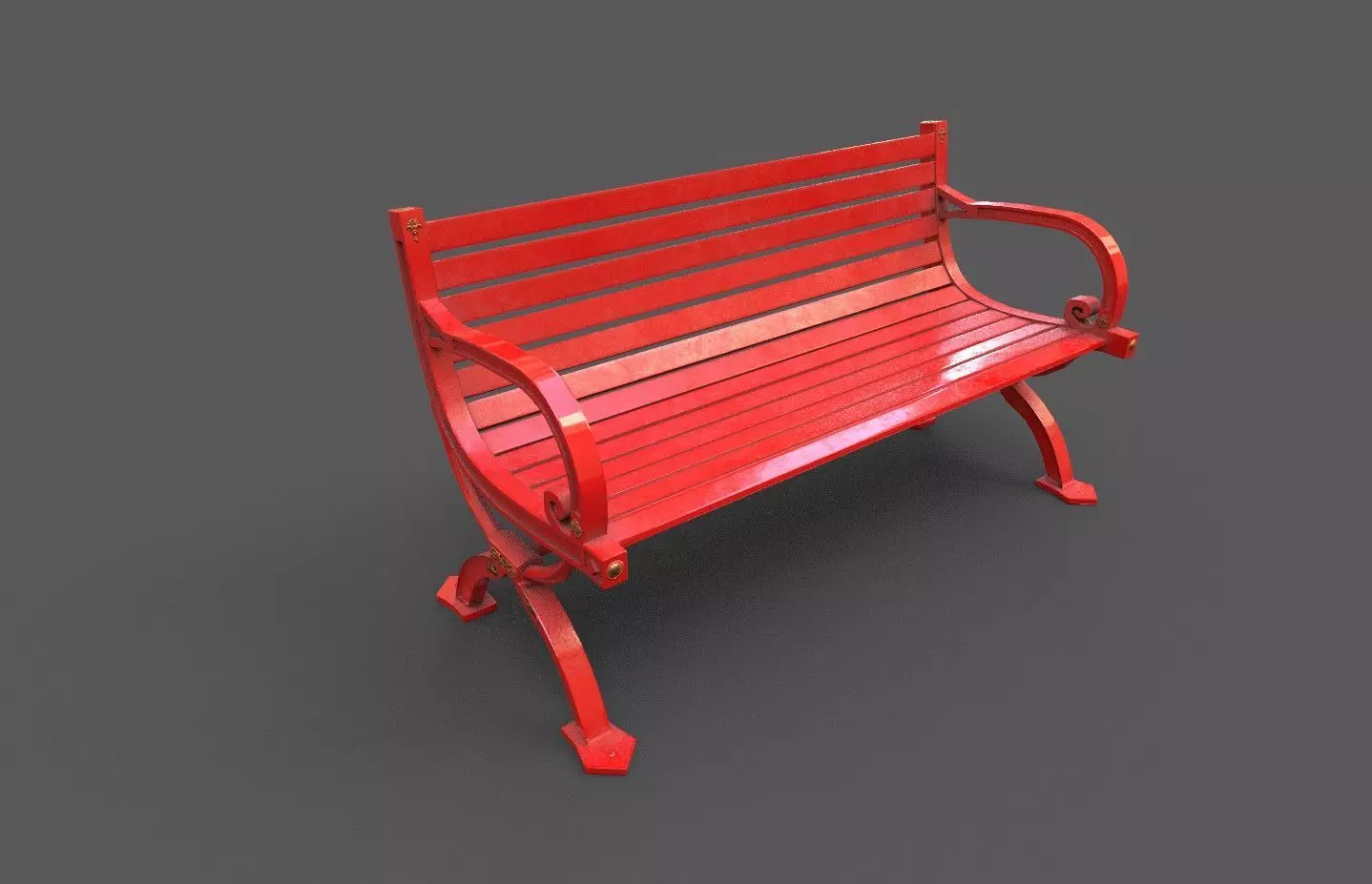 Street Bench Low-poly 3D model_0