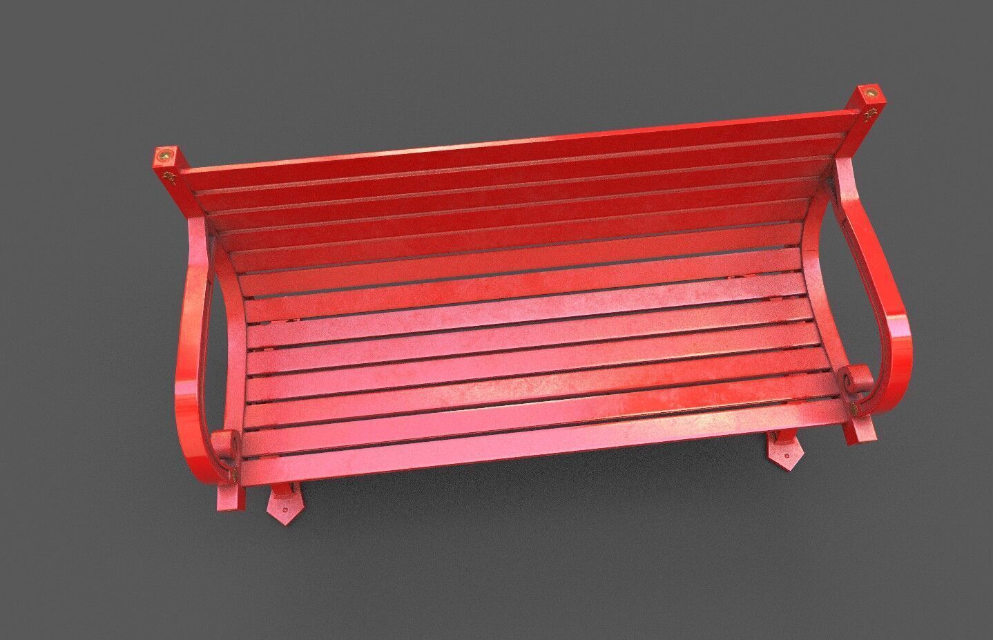Street Bench Low-poly 3D model_4