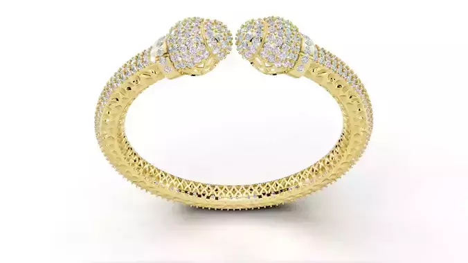 Gold with diamond bangle jewelry for woman with render details