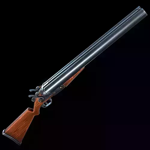 Stylized double-barreled Shotgun Low-poly 3D model