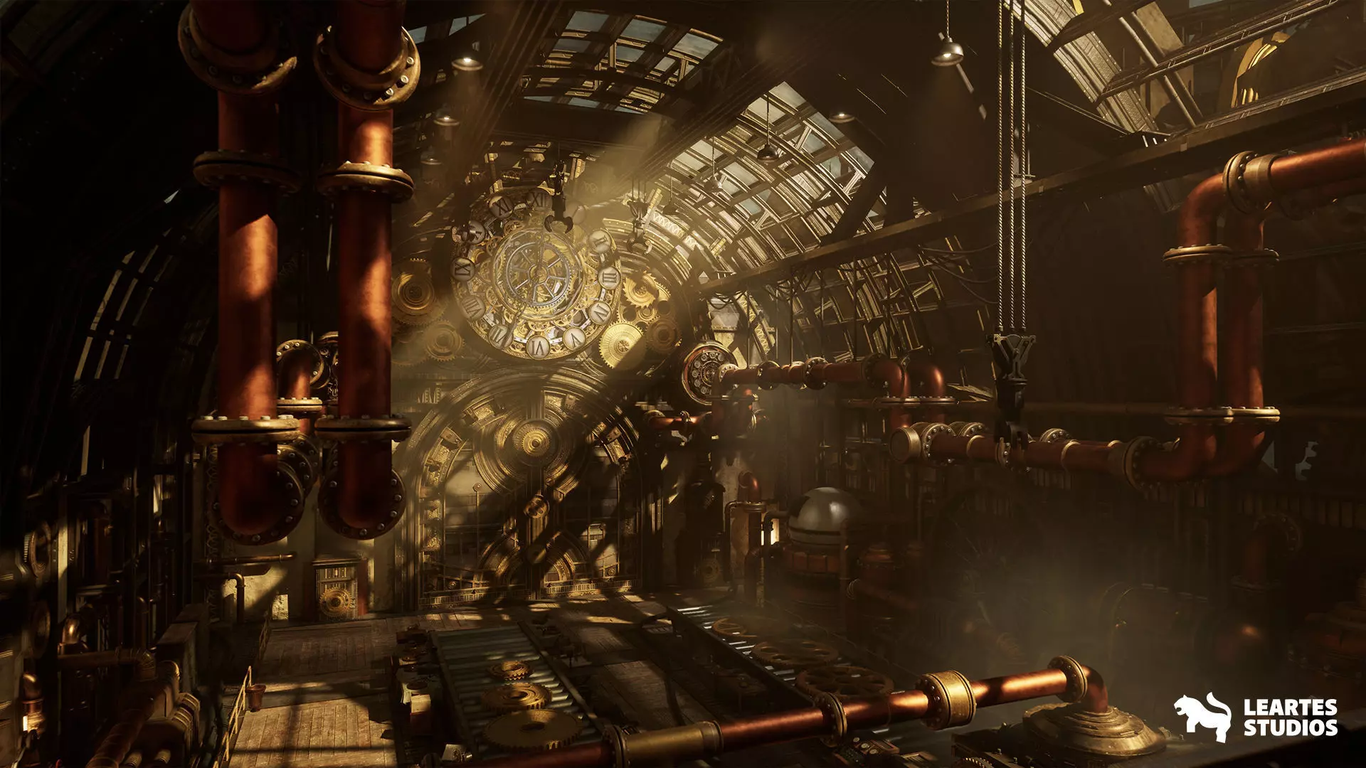 Steampunk Clock Factory Environment Low-poly 3D model