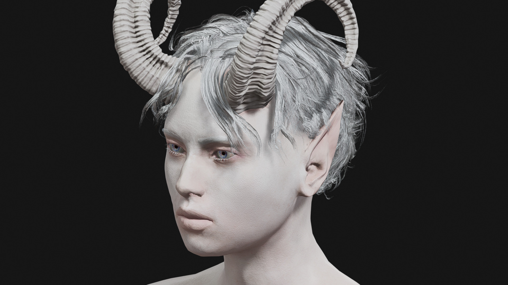 Albino Female Faun Low-poly 3D model_8