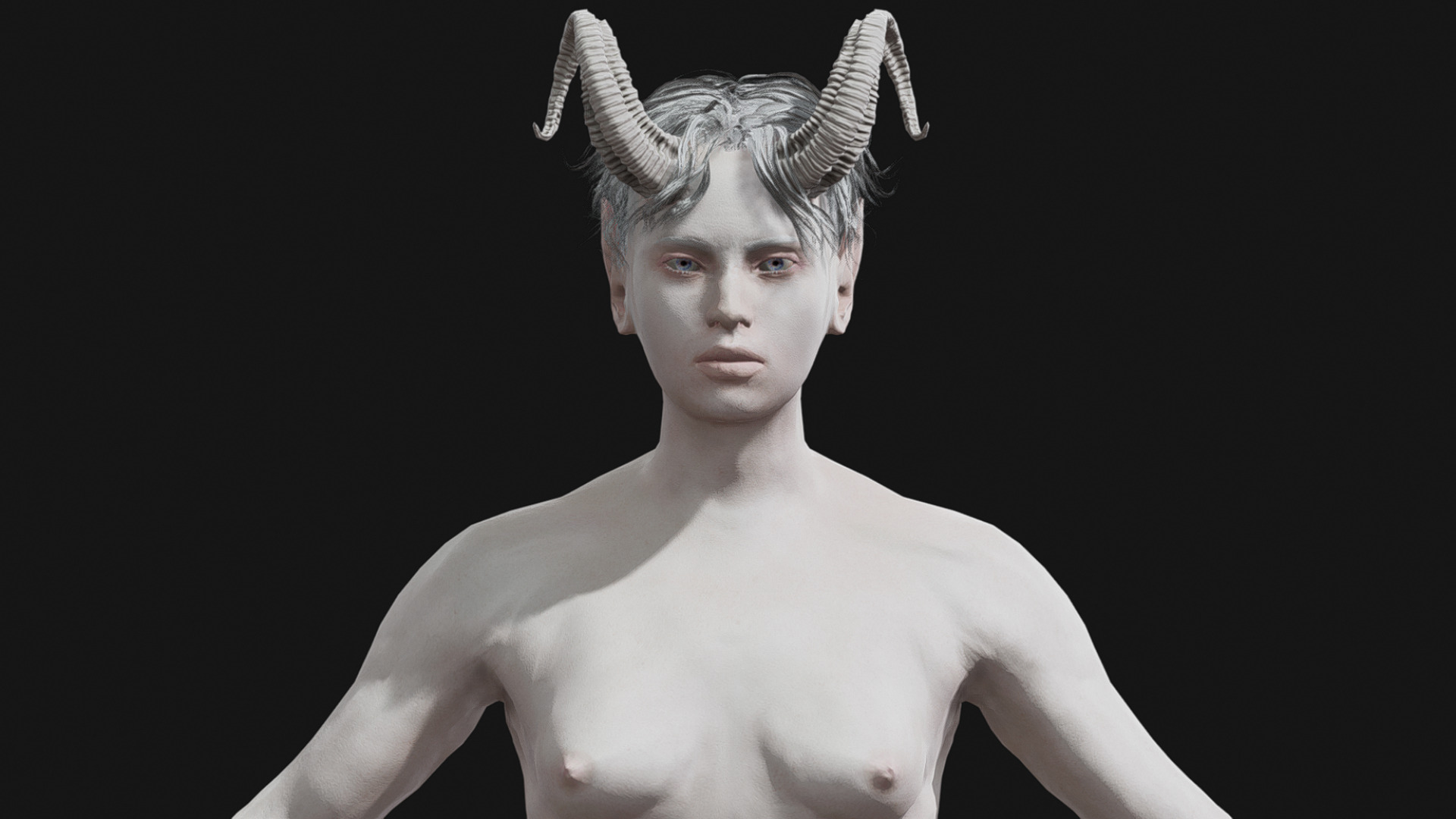 Albino Female Faun Low-poly 3D model_4