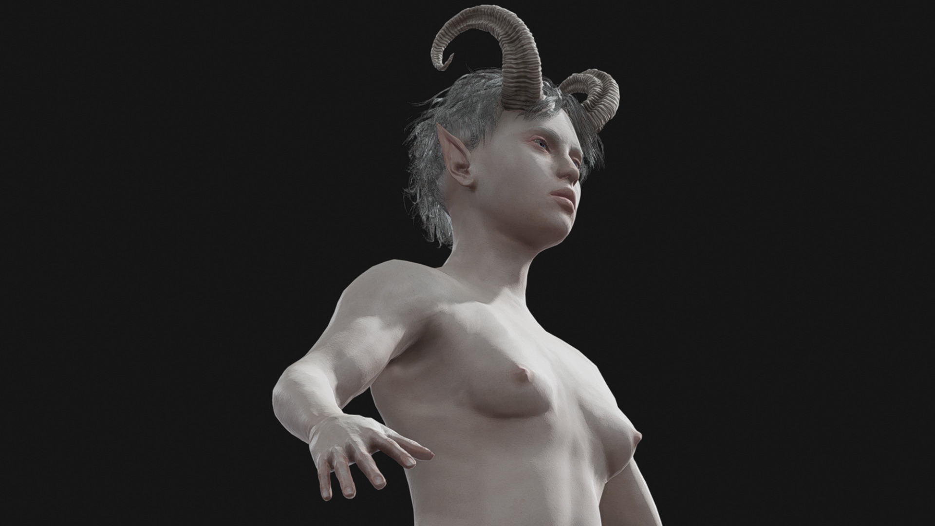 Albino Female Faun Low-poly 3D model_6