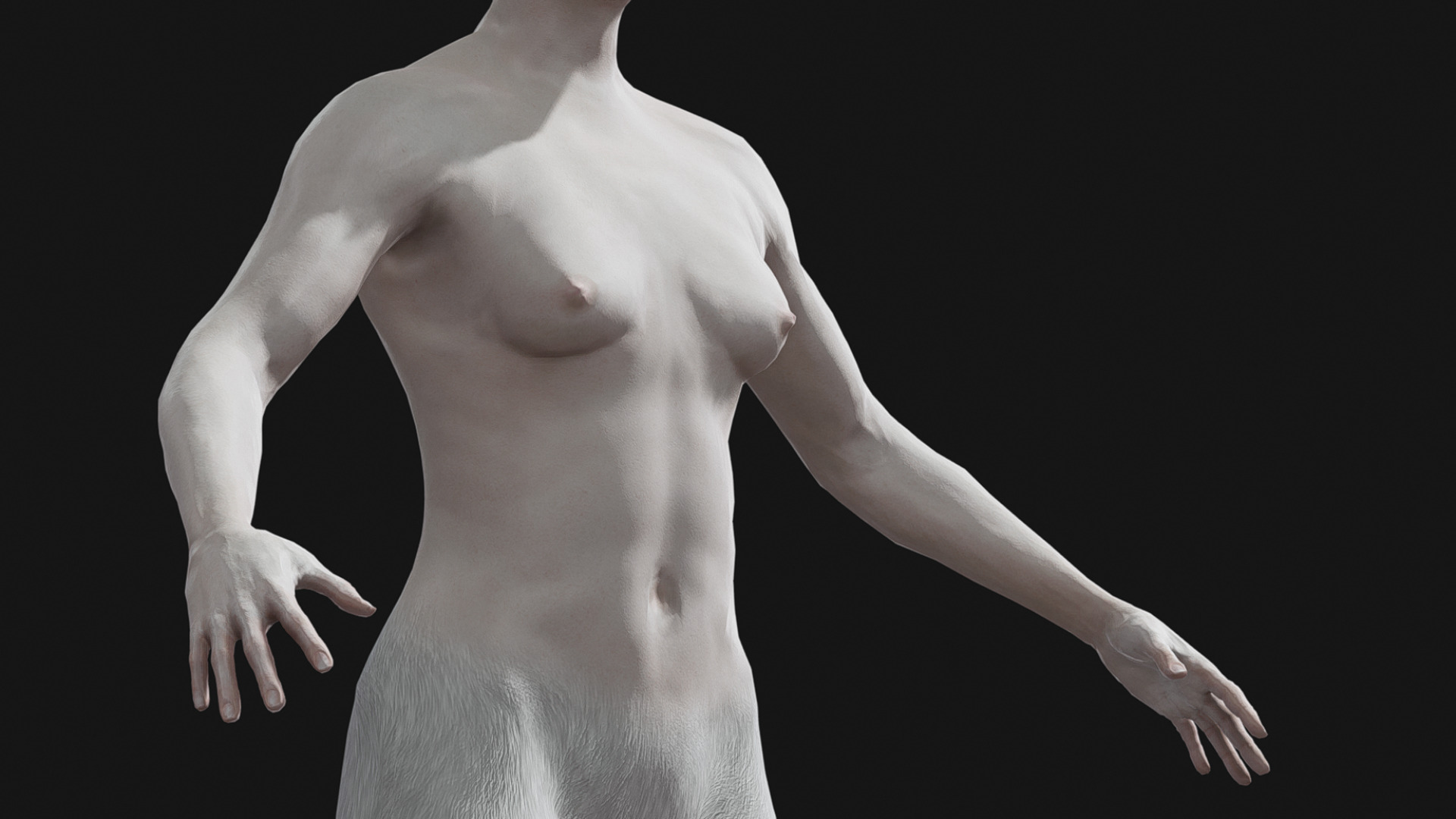 Albino Female Faun Low-poly 3D model_10
