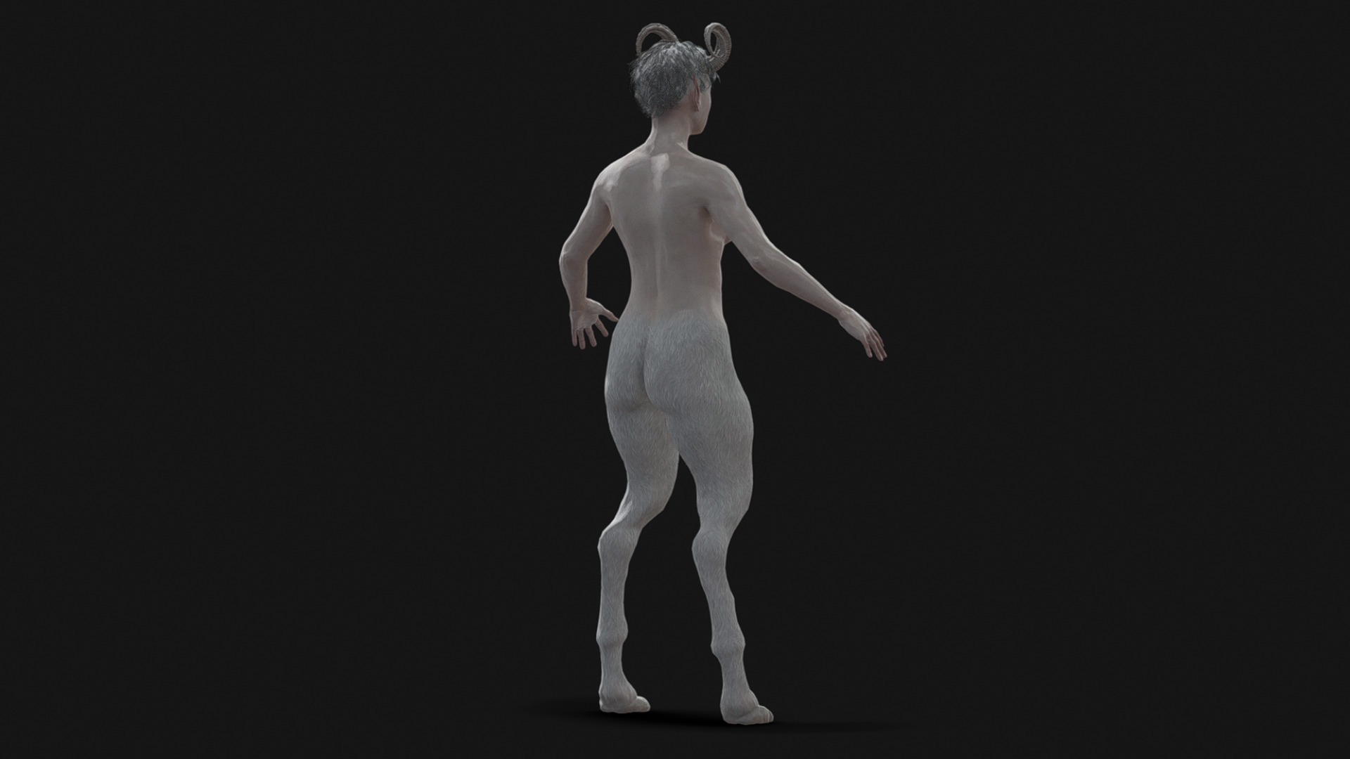 Albino Female Faun Low-poly 3D model_11