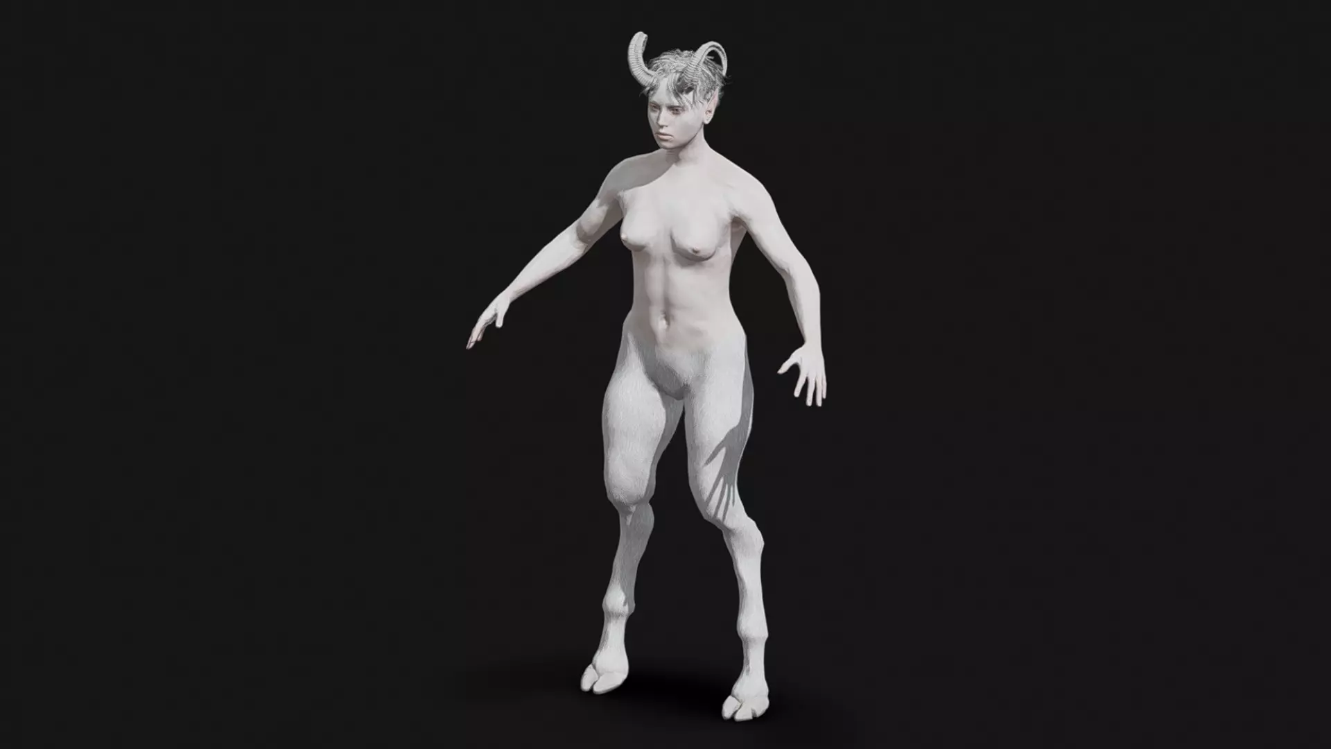 Albino Female Faun Low-poly 3D model_0