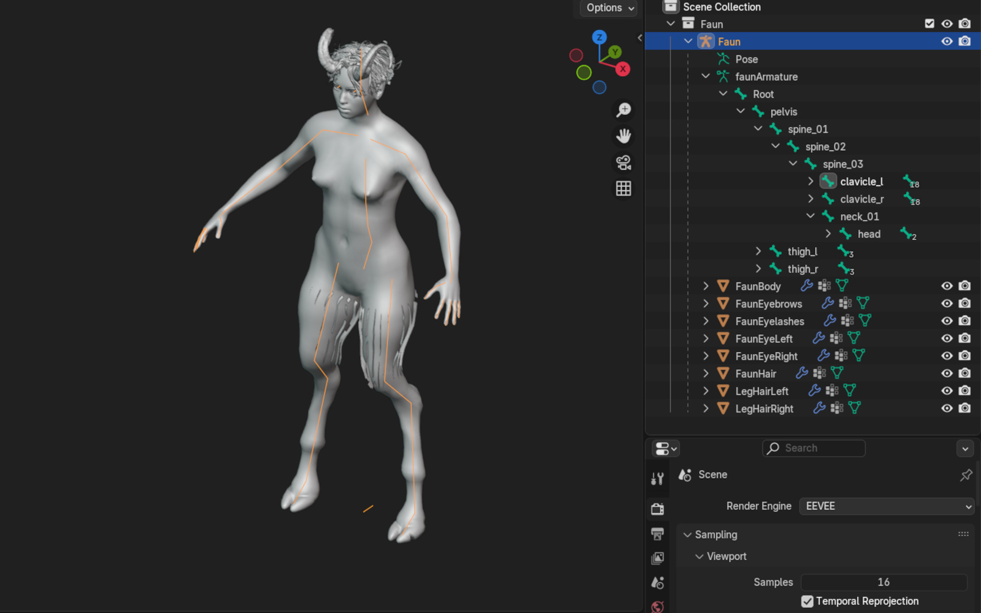 Albino Female Faun Low-poly 3D model_15