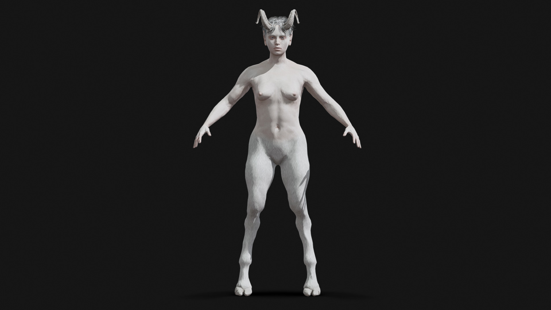 Albino Female Faun Low-poly 3D model_3
