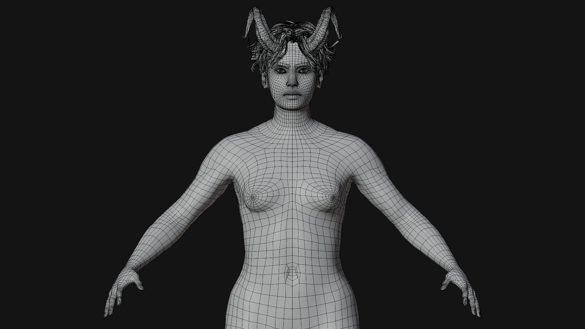Albino Female Faun Low-poly 3D model_12